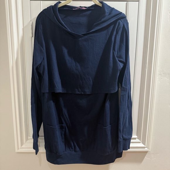 Tops - JOYMOM Navy Blue Hooded Nursing Sweater - Size Large